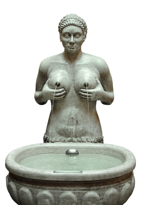 fountain, breasts, woman