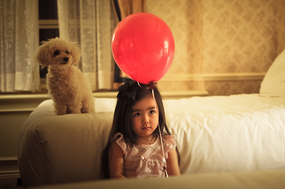 child, girl, balloon