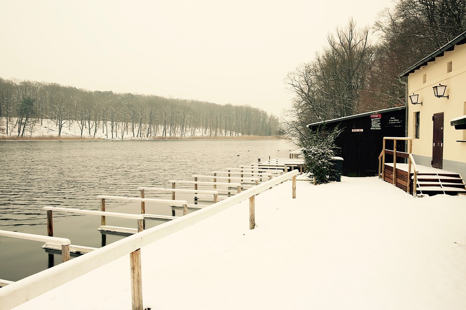winter, lake, snow