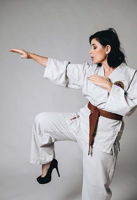 woman, karate, pose