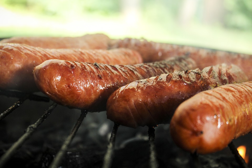 sausage, grill, barbecue at the
