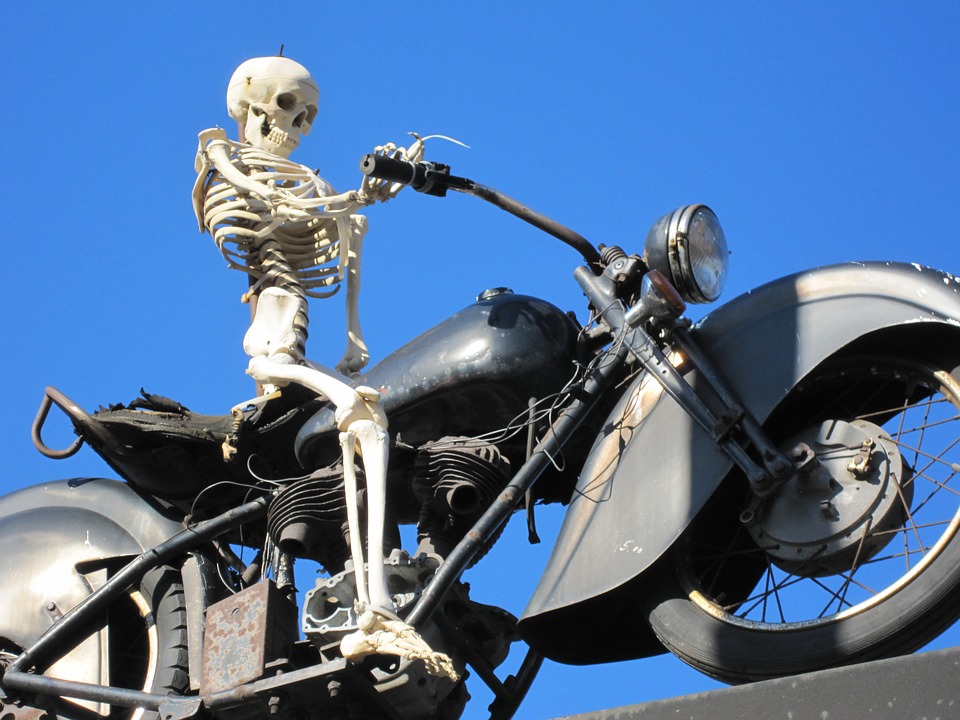 motorcycle, skeleton, bike