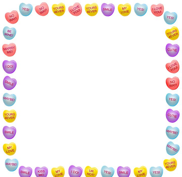 valentine candy, conversation heart frame, valentine frame
