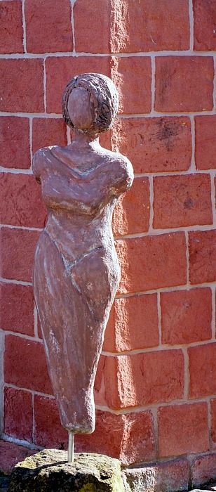sculpture, sand stone, woman