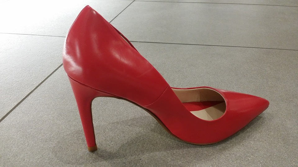 shoe, woman, red