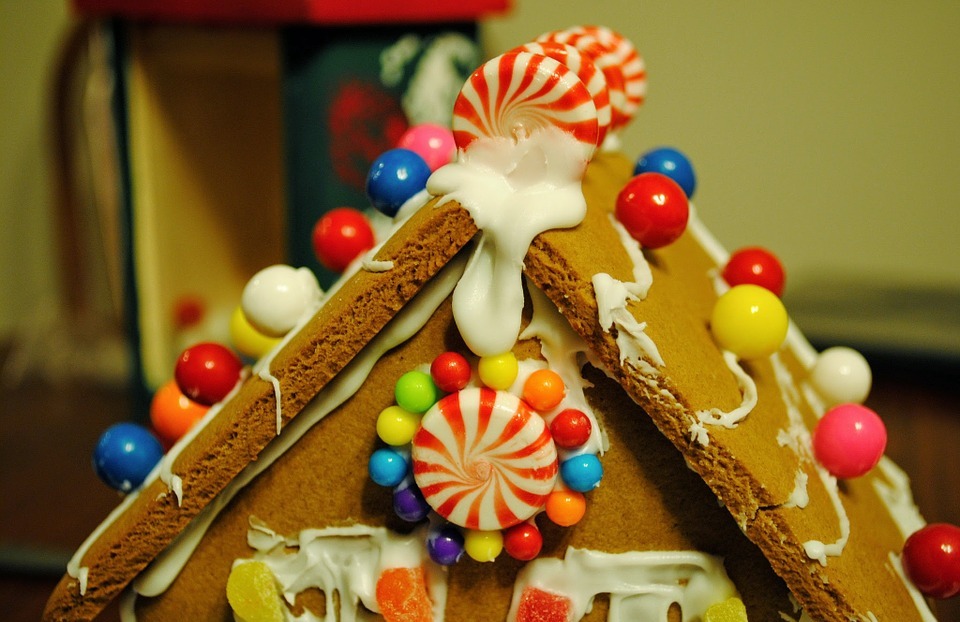 gingerbread, house, candy