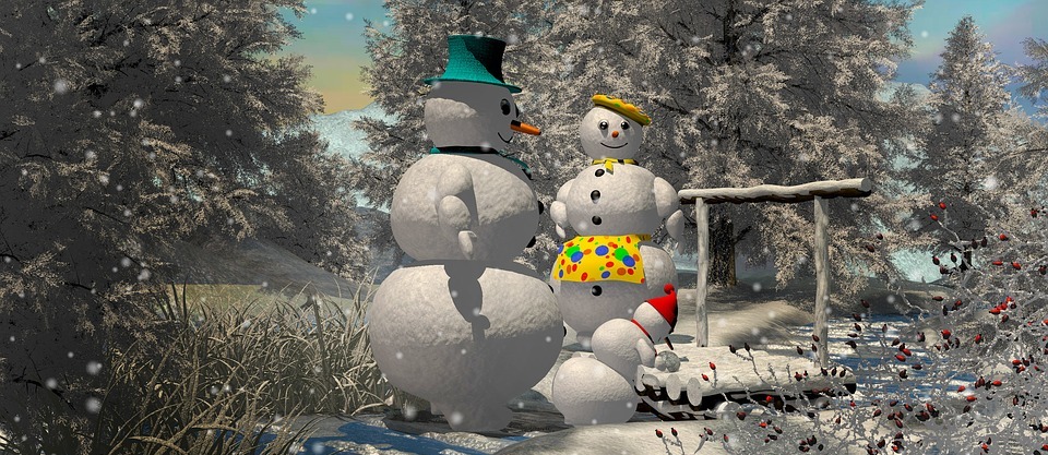 snowman, christmas, snow