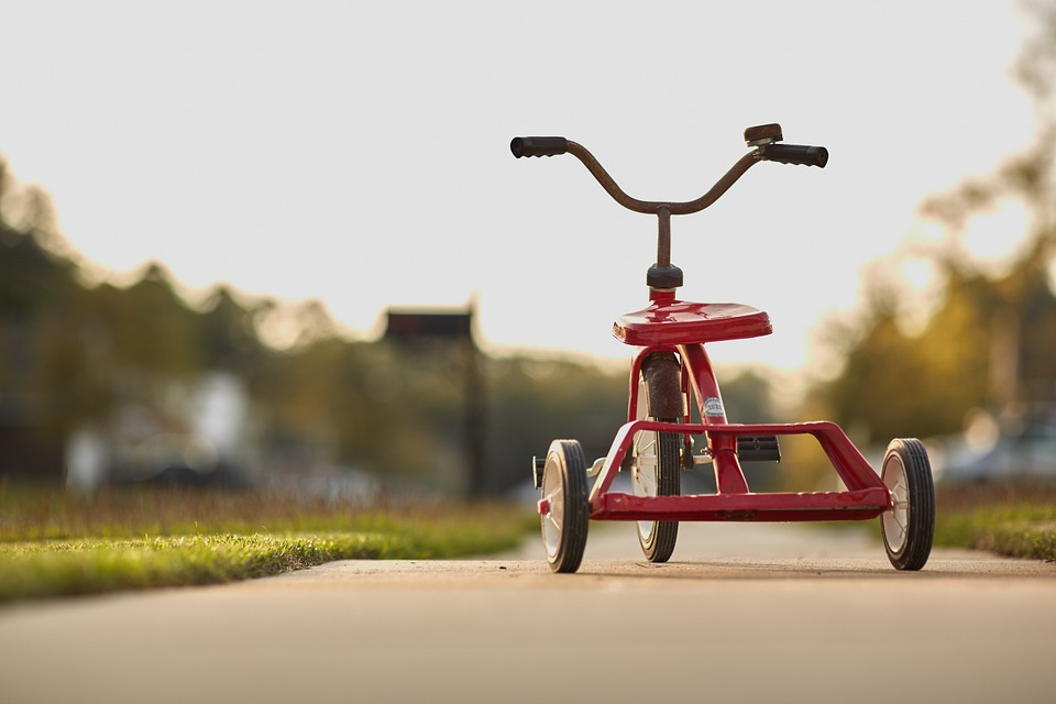 tricycle, red, childhood