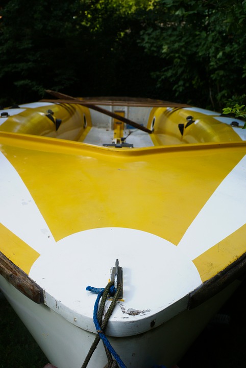 rowing boat, boat, yellow