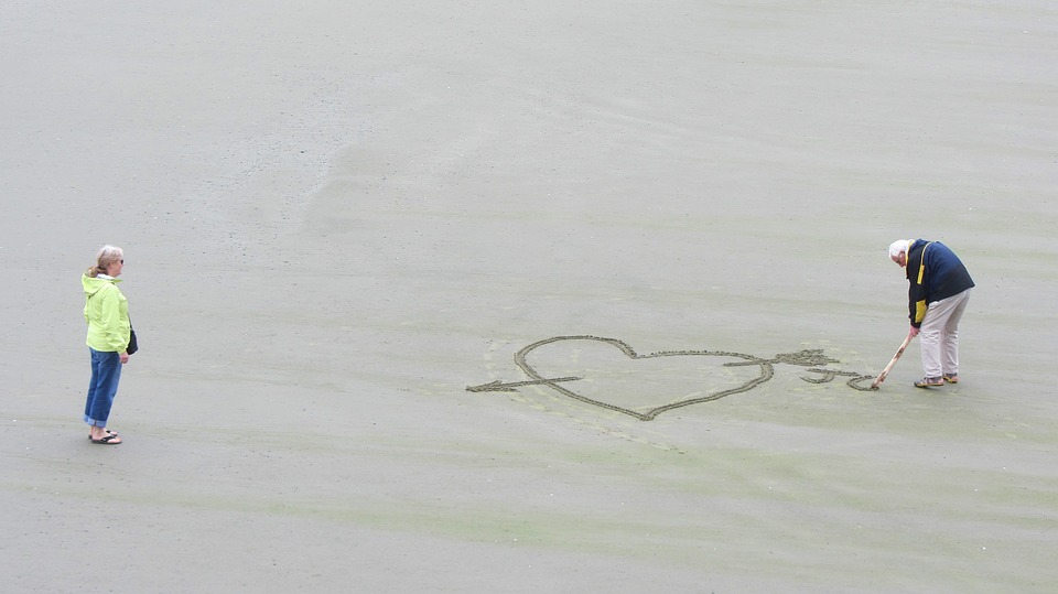 love, beach, heart shape