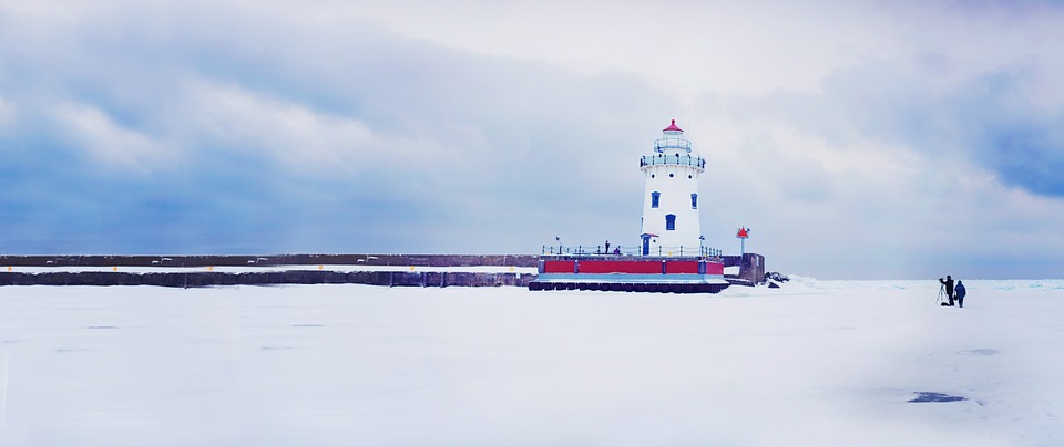 lighthouse, panorama, winter