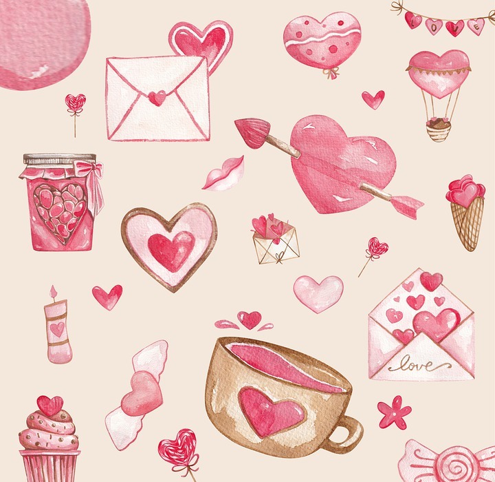 valentines, flower, heart