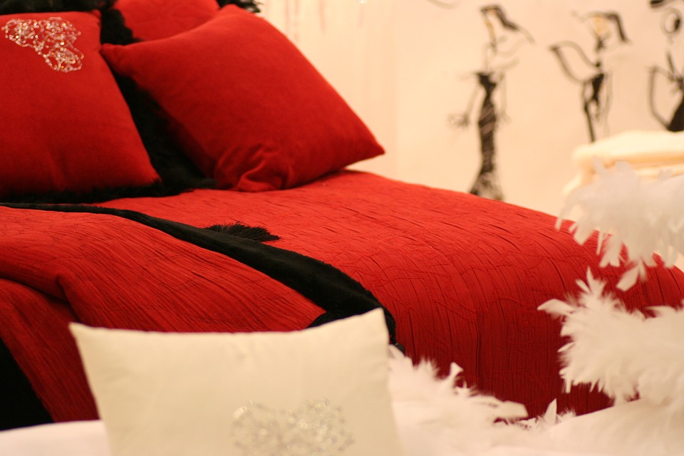 decor, sofa, red