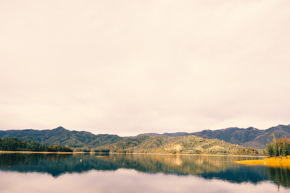 water, lake, mountains