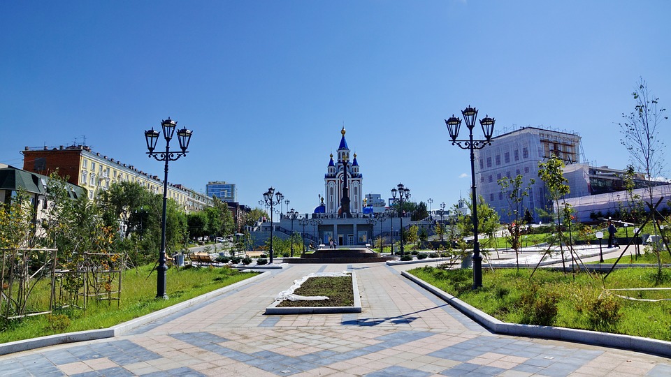 temple, park, khabarovsk