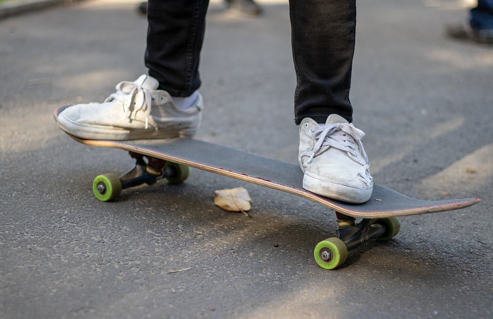 skateboard, rider, wheels