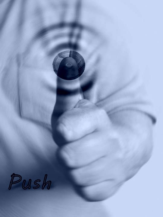 turn on, push, press
