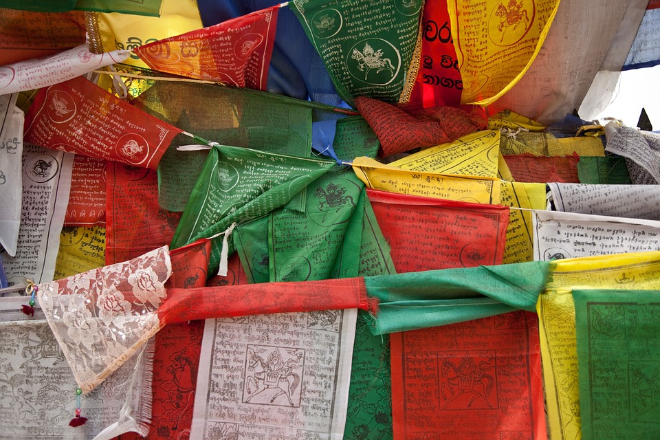 prayer flags, colorful, buddhism