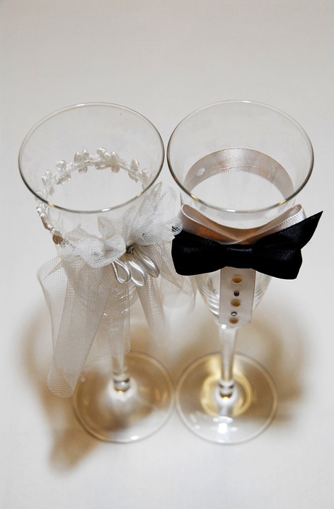 wedding, glasses, champagne
