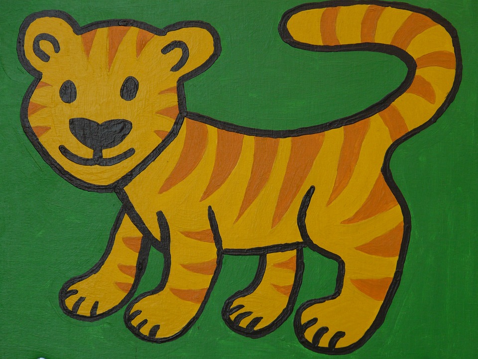 tiger, cartoon character, drawing