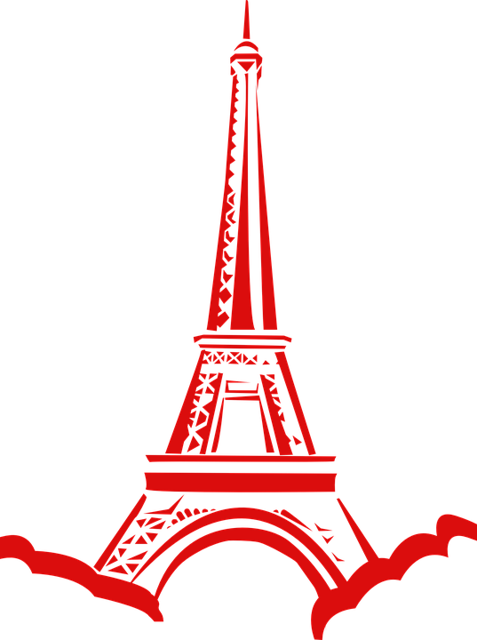eiffel tower, france, red