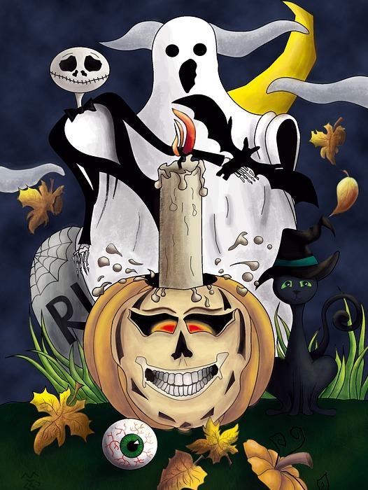 halloween, ghost, pumpkin