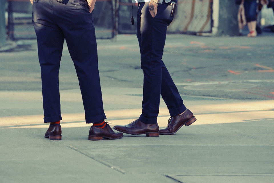 pants, shoes, sidewalk