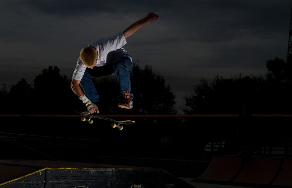 skateboard, grab, air