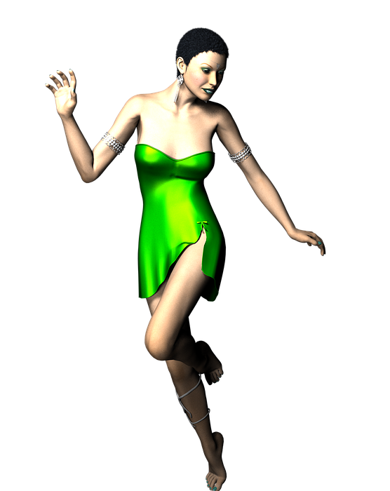 lady, dance, green