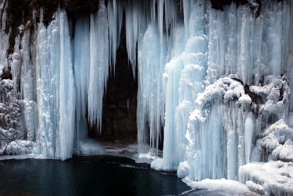 ice, iced, waterfall