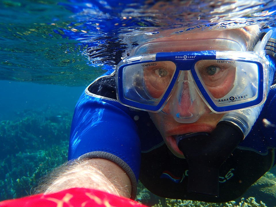 selfie, snorkeling, diving mask