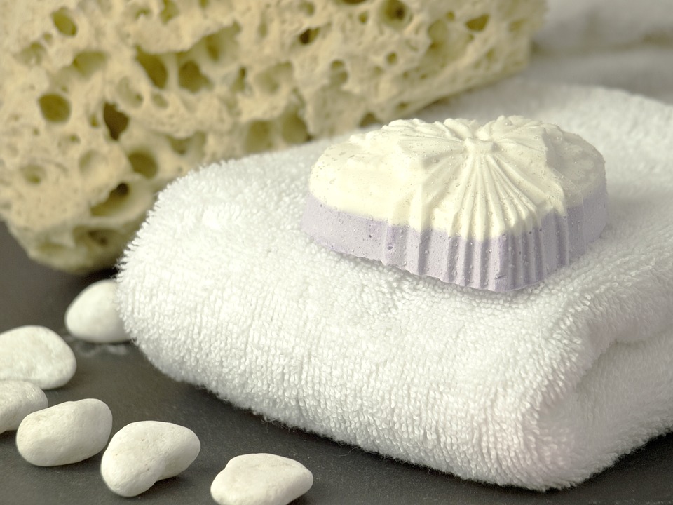 natural cosmetics, soap, towel