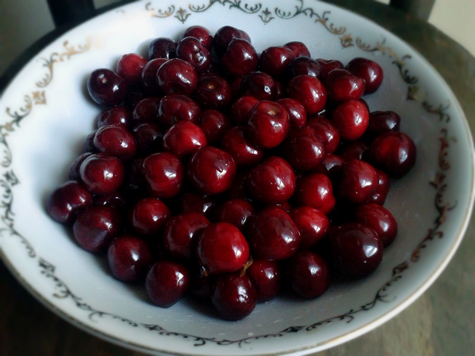 cherries, bowl, fruit