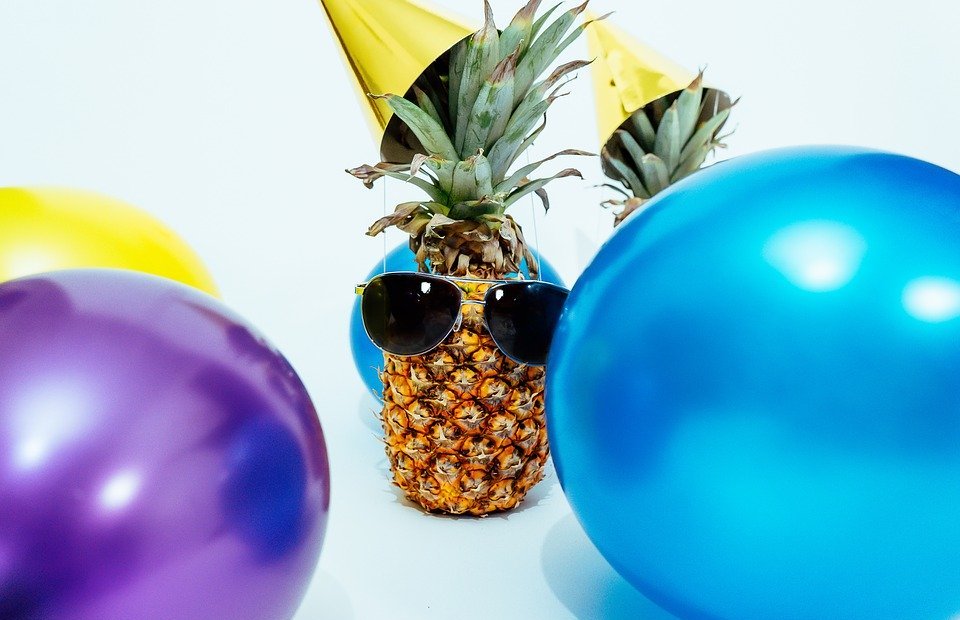 pineapple, pineapples, party hats