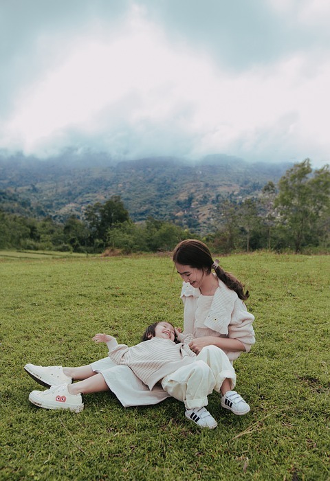 happy mothers day, mother and child, meadow