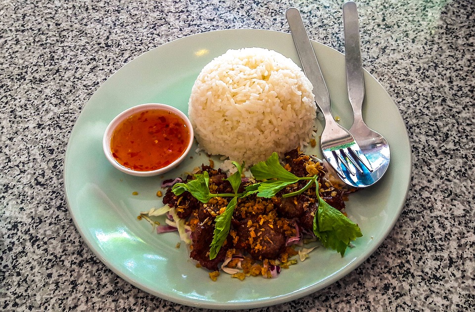 thai food, beef, rice