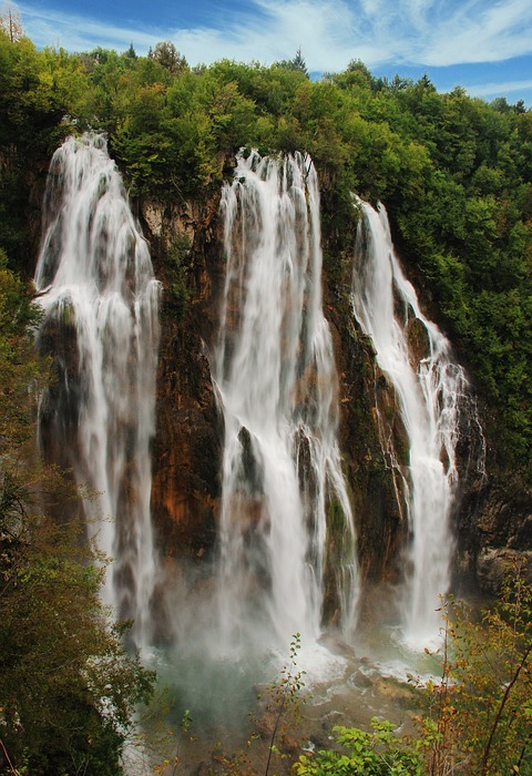 big waterfall, plitvice, kozjak lake