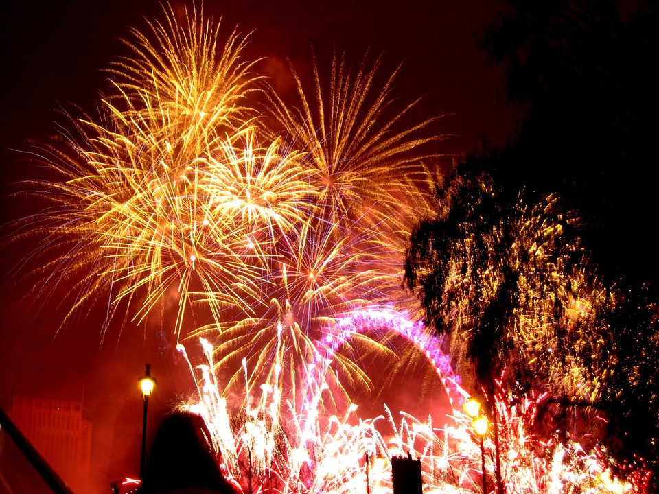 fireworks, london, london eye
