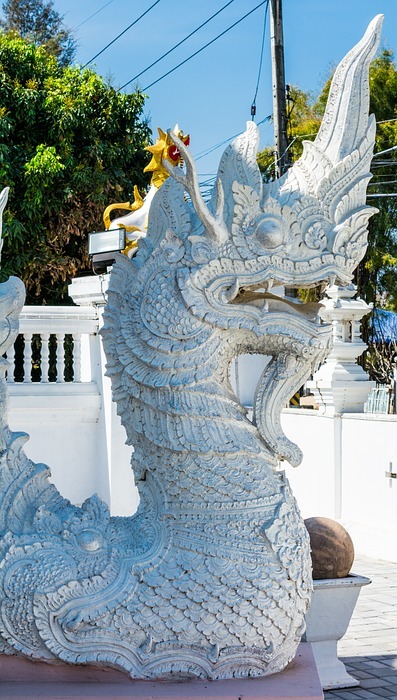 dragons, white, temple complex