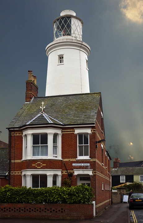 lighthouse, inland, house