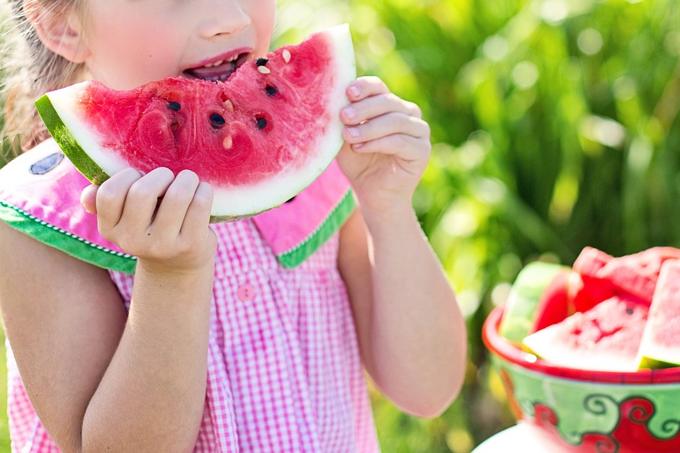 watermelon, summer, little girl eating watermelon
