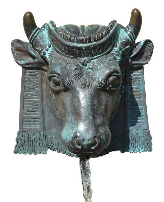 fountain, bull, horns