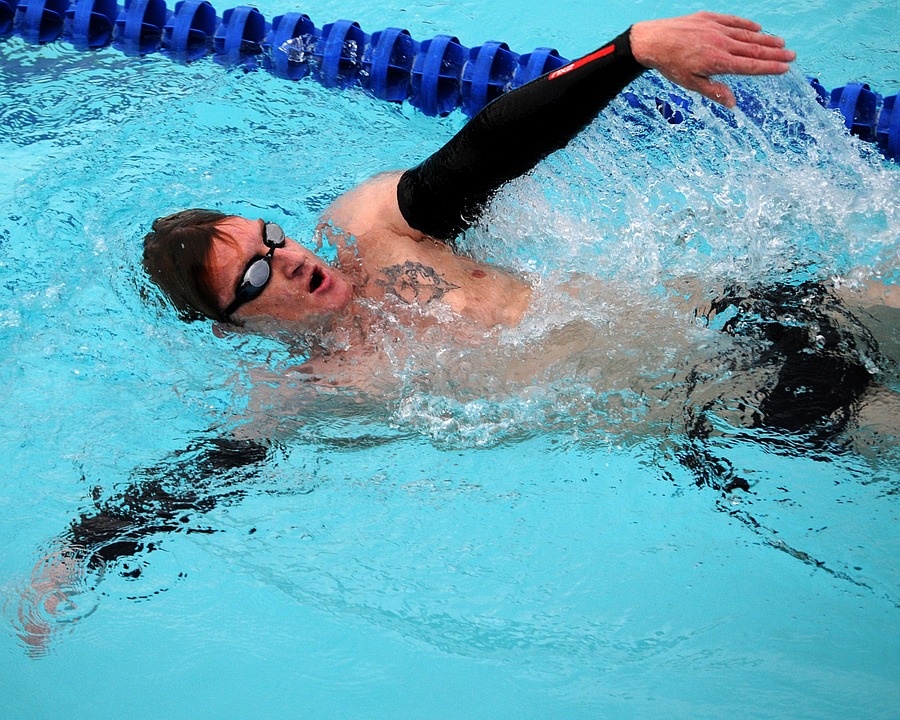 swimmer, swimming, backstroke