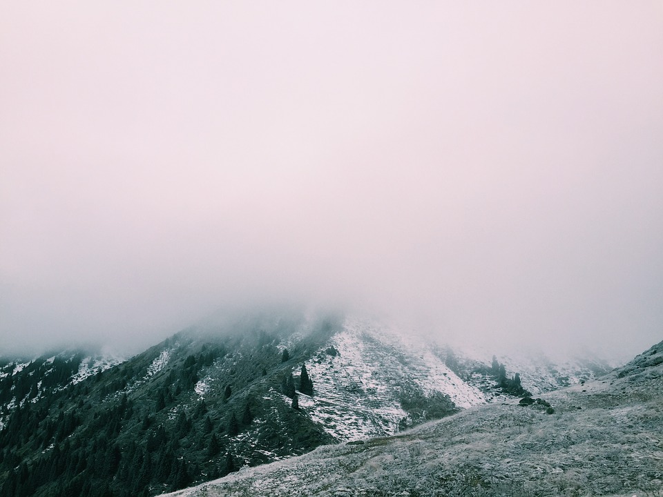 mountains, fog, nature