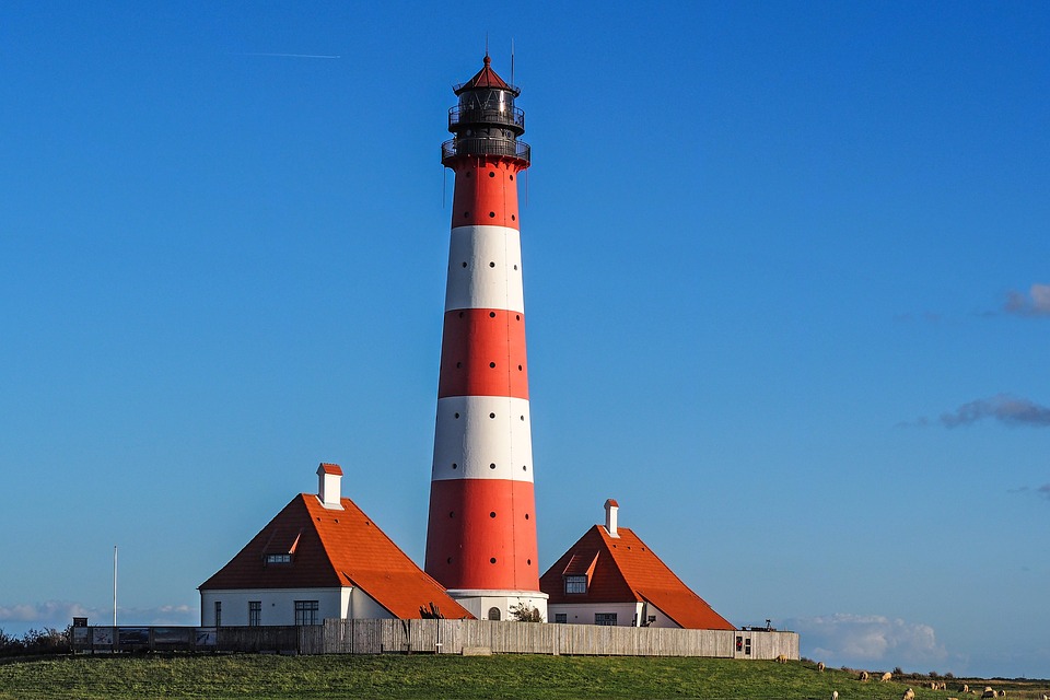 lighthouse, westerhever, wadden sea