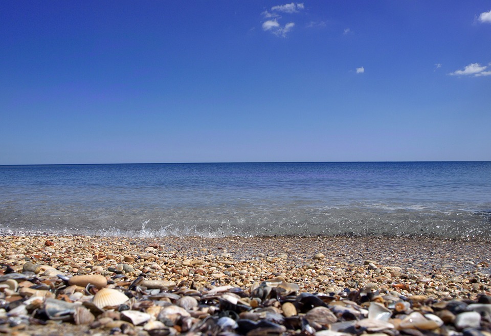 beach, pebbles, sea