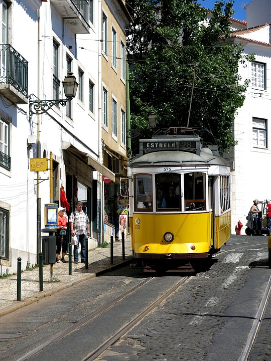lisbon, old town, tram
