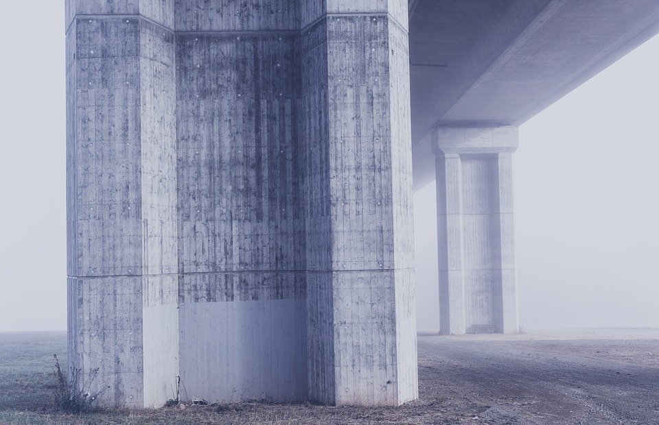 bridge, concrete, pillar