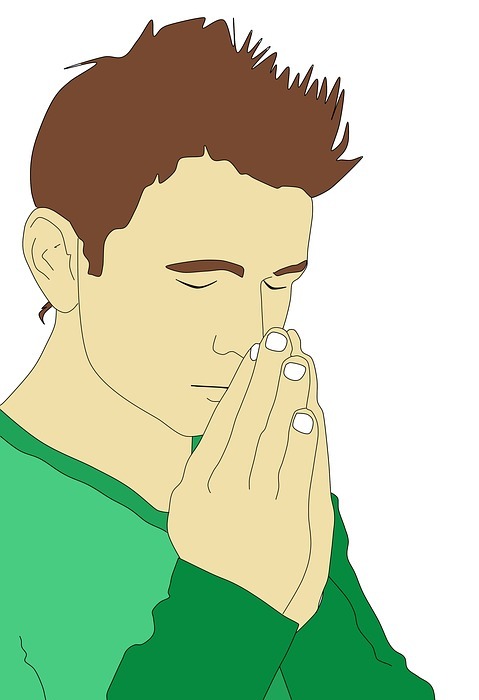 man praying, prayer, young