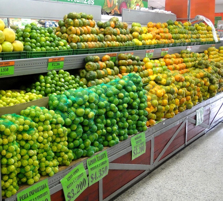 supermarket, shelves, fruits